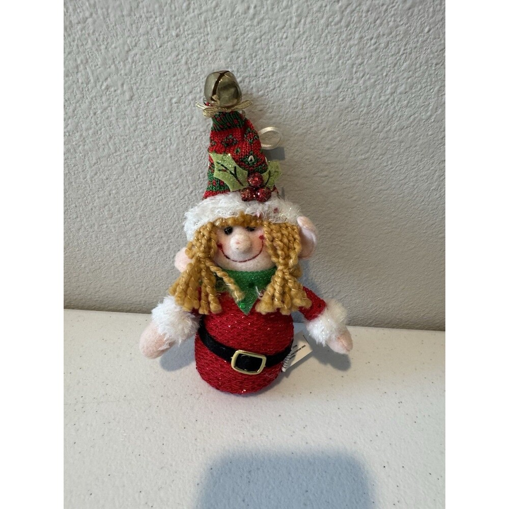 Christmas Elf Plush Ornament Yarn Hair Knit